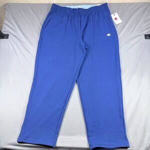 Champion Mens XXL Blue Polyester Club Sport Loose Bungee Open Bottom Sweatpants